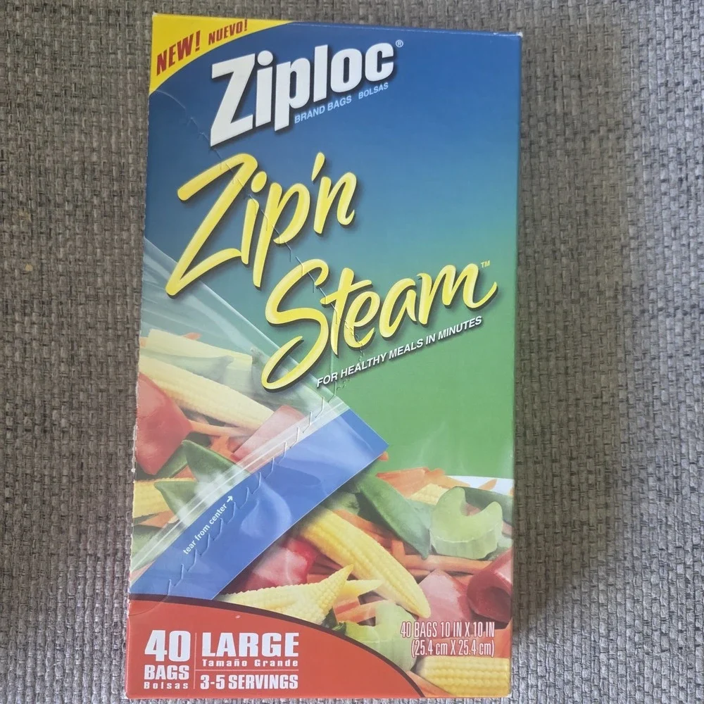 Ziploc Zip N Steam Cooking Bags 23 Bags Opened Package Discontinued